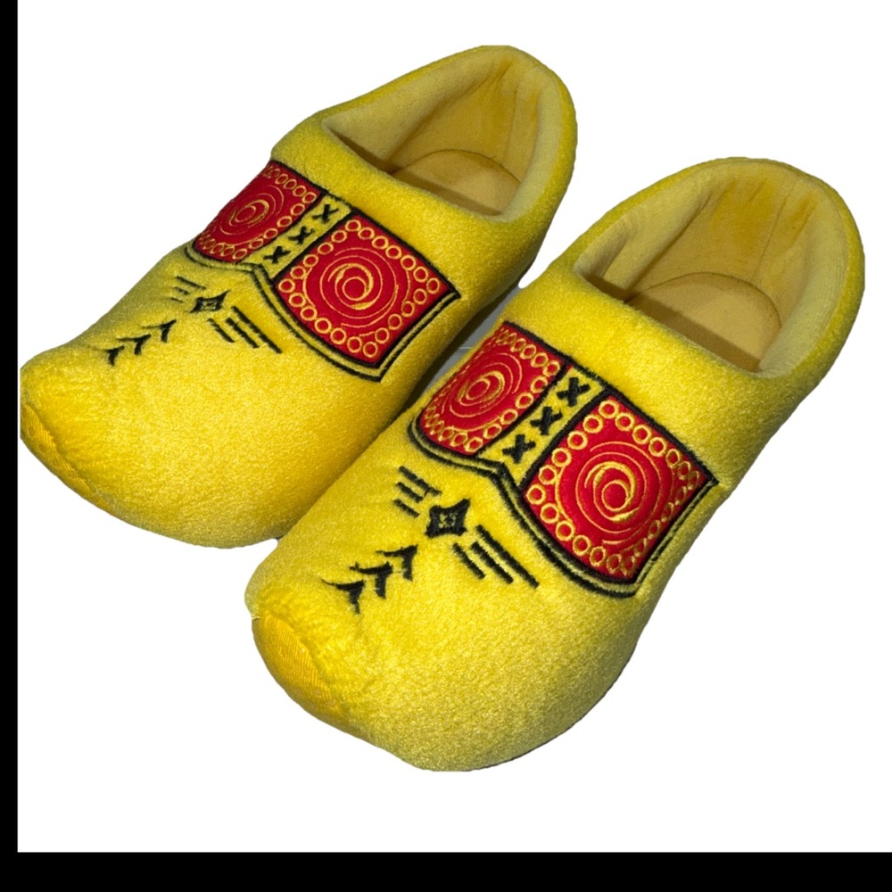 Holland Wooden Shoe Slippers, DUTCH YELLOW RED SOFT 40-42, WOMEN 8-10, mens 7-8